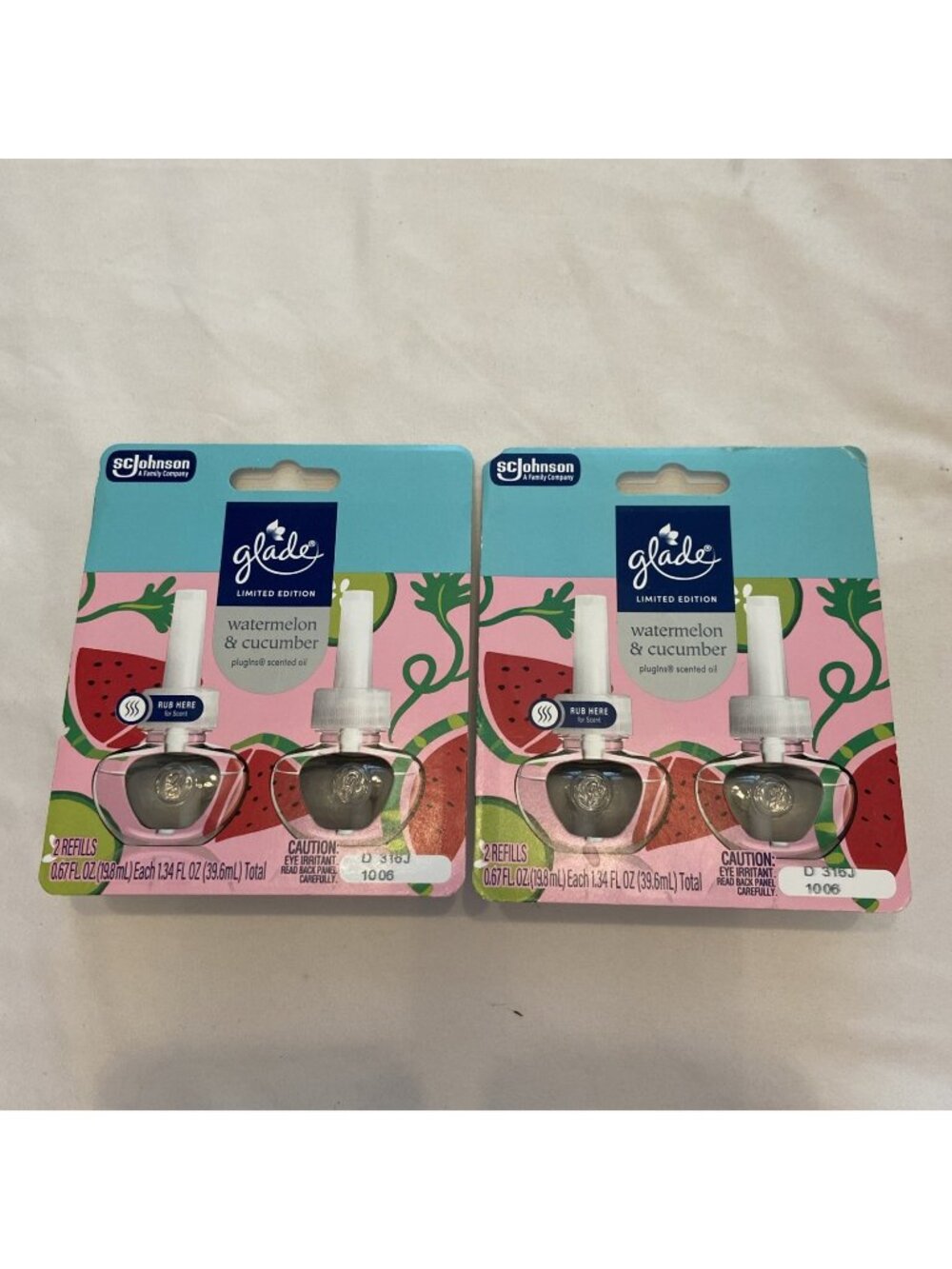 2 Watermelon & Cucumber Air Freshener Refill – 2 Count, 1.34 Oz scented Oils